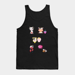 Strawberry Cow Pattern, Cute , Cartoon Tank Top